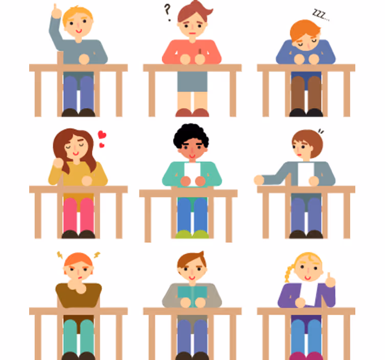 Tenda a rullo cameretta adesivi alunni al banco - TenStickers