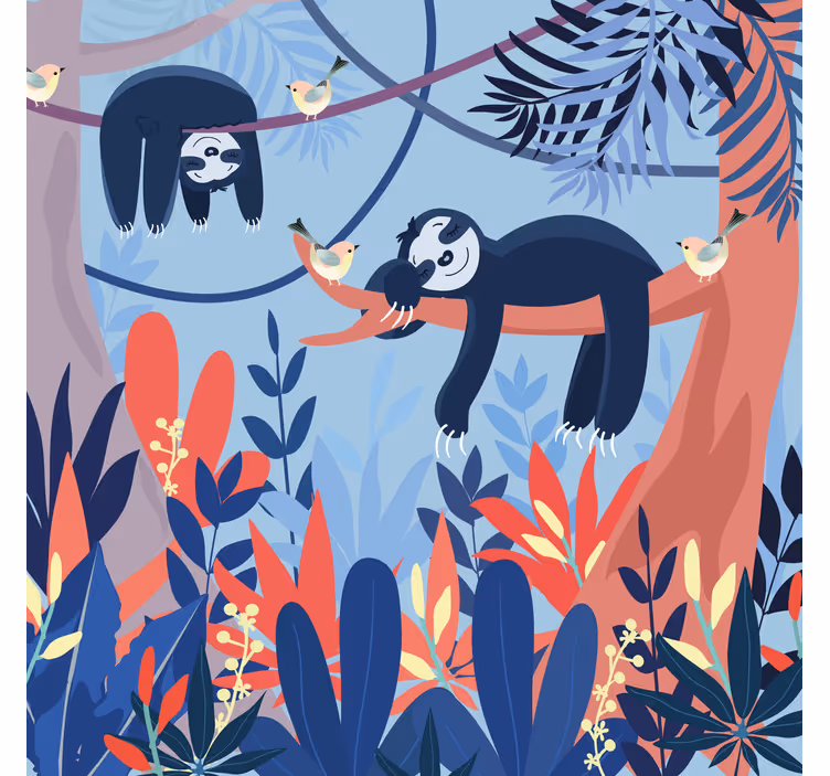 Tenda a rullo cameretta animali che dormono nel bosco - TenStickers