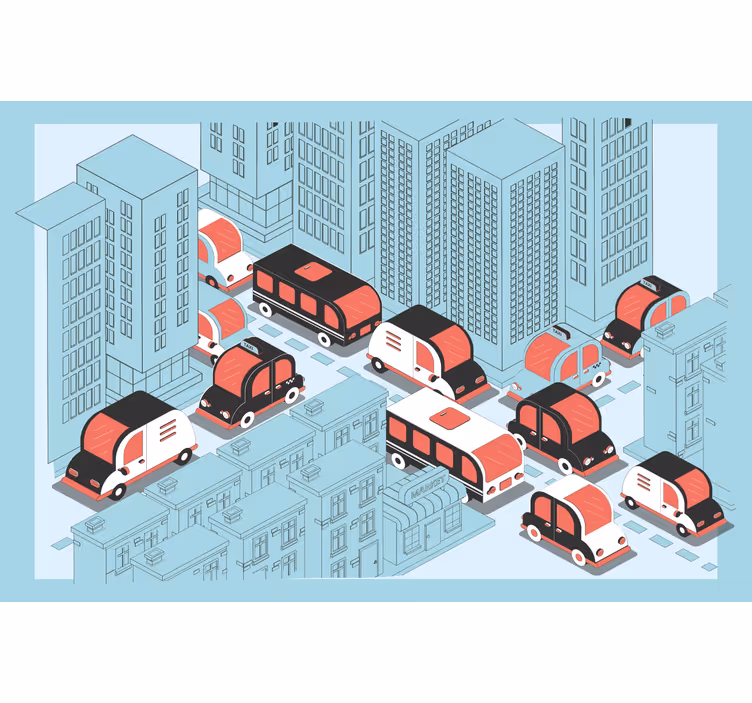 Tenda a rullo cameretta blu menta città vivace - TenStickers