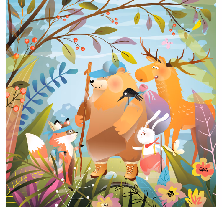 Tenda a rullo cameretta amici animali nel bosco - TenStickers