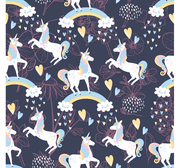 Tenda a rullo cameretta motivo floreale unicorni rosa - TenStickers