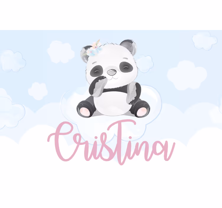 Tenda a rullo cameretta panda carino con nome - TenStickers