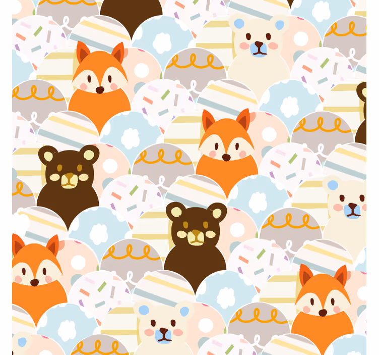Tenda a rullo cameretta design orso e volpe patchwork - TenStickers