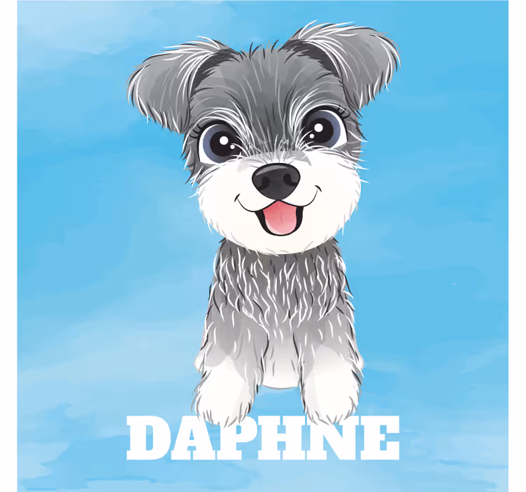 Tenda a rullo cameretta illustrazione schnauzer nome - TenStickers