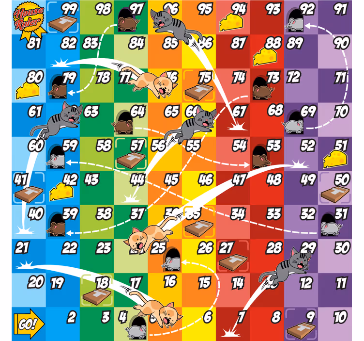 Tenda a rullo cameretta gioco da tavolo gatto topo - TenStickers