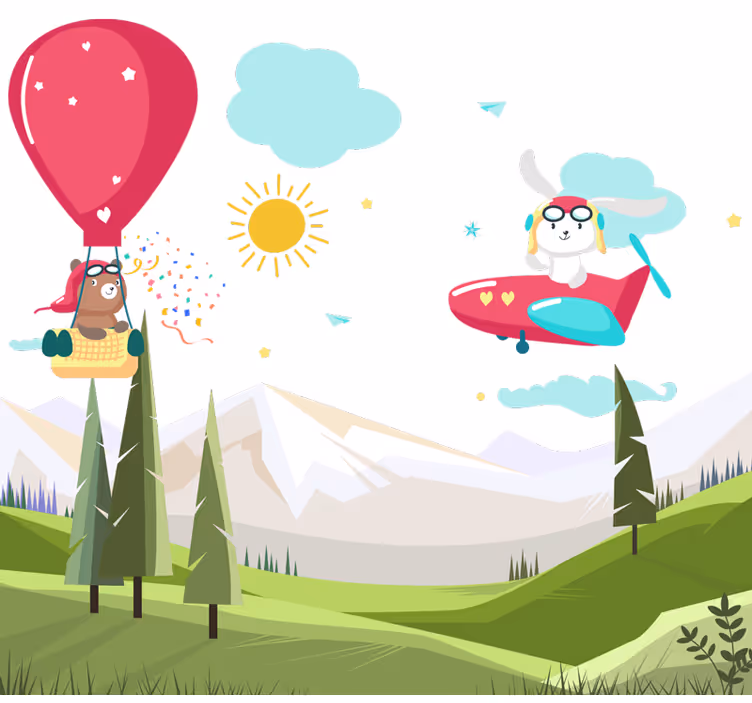 Tenda a rullo cameretta testata infantile montagne - TenStickers