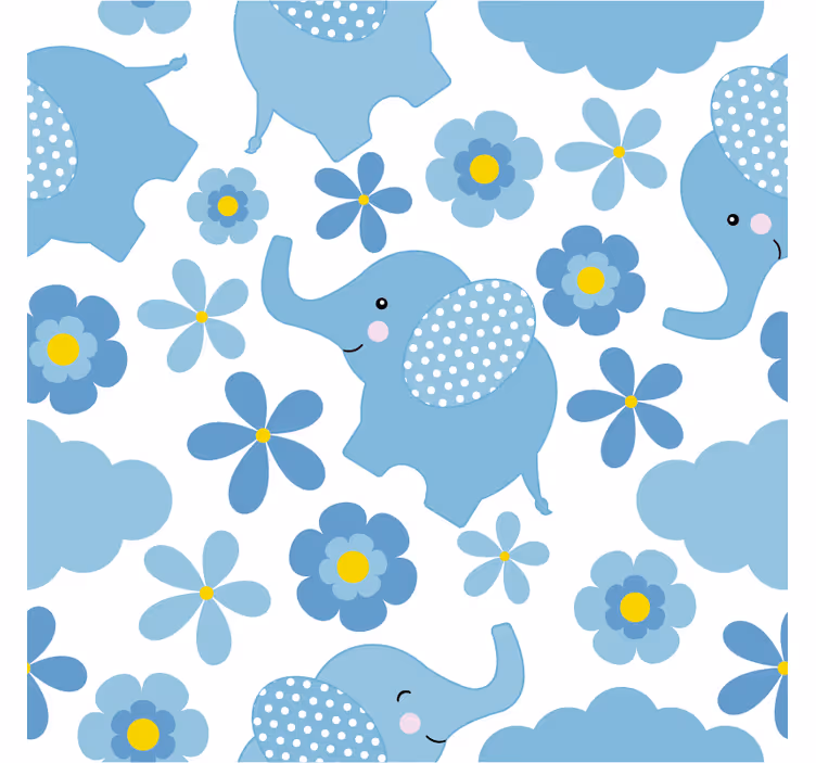 Tenda a rullo cameretta elefanti blu bambini - TenStickers