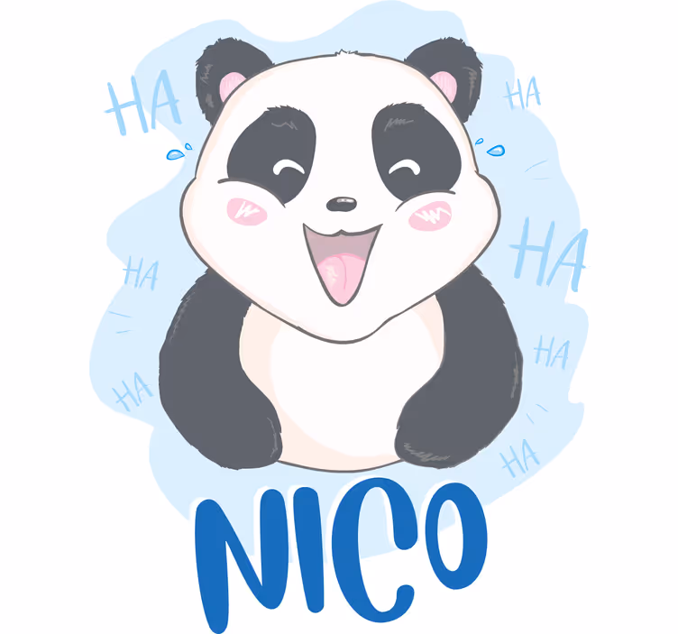 Tenda a rullo cameretta panda sorpreso con nome - TenStickers