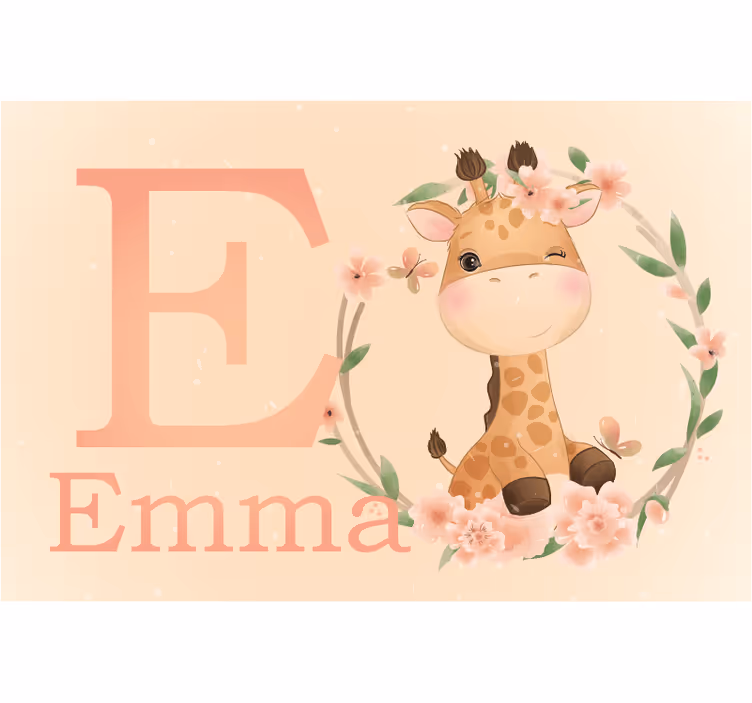 Tenda a rullo cameretta giraffa carina con nome - TenStickers