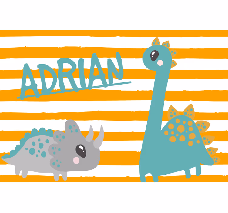Tenda a rullo cameretta dinosauri blu e arancione - TenStickers