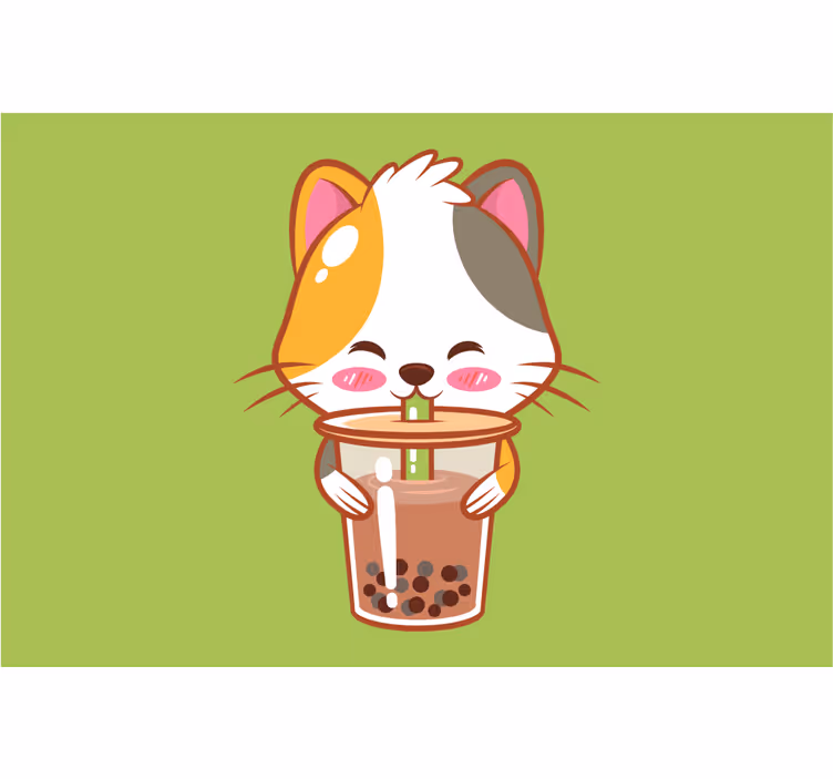 Tenda a rullo cameretta gatto che beve cioccolato - TenStickers