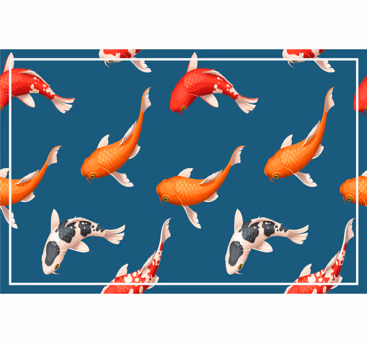 Tenda a rullo cameretta motivo pesci koi su sfondo blu - TenStickers