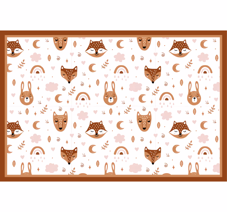 Tenda a rullo cameretta animali marroni e arcobaleni - TenStickers