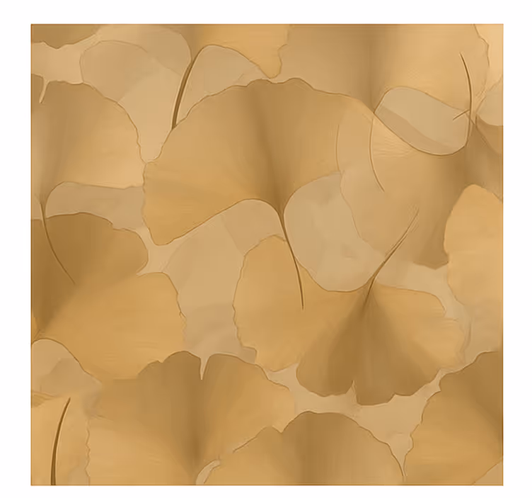 Tenda a rullo cucina ginkgo dorato sovrapposto - TenStickers