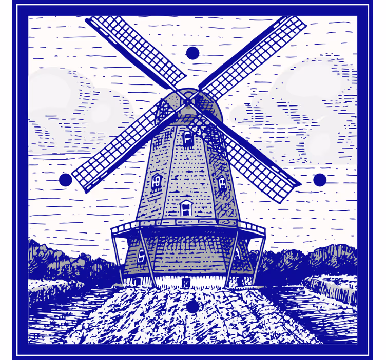 Tenda a rullo cucina blu di delft - TenStickers