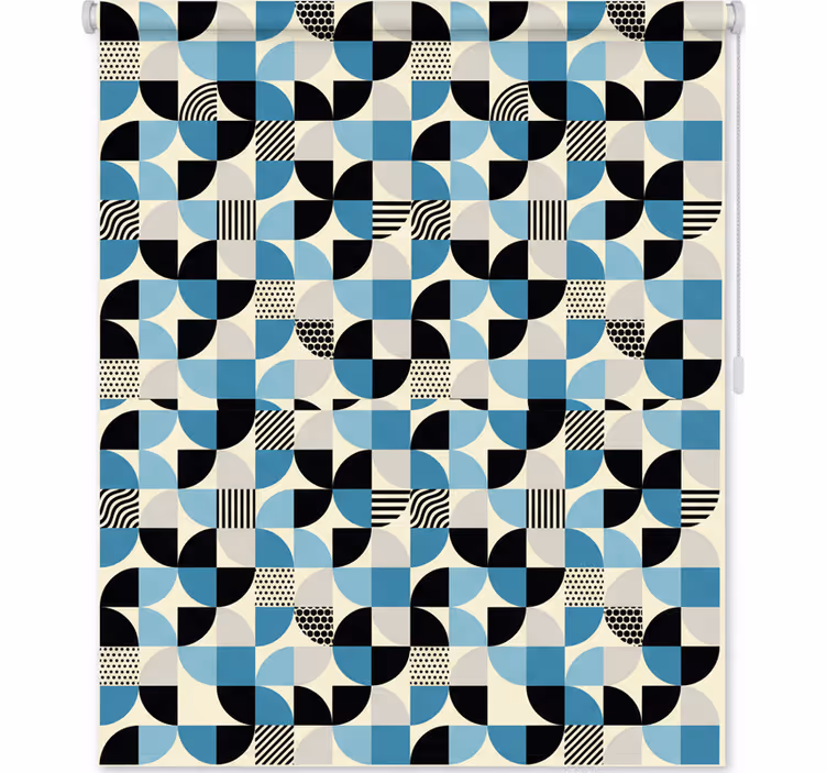 Tenda a rullo cucina motivo bauhaus blu retro - TenStickers