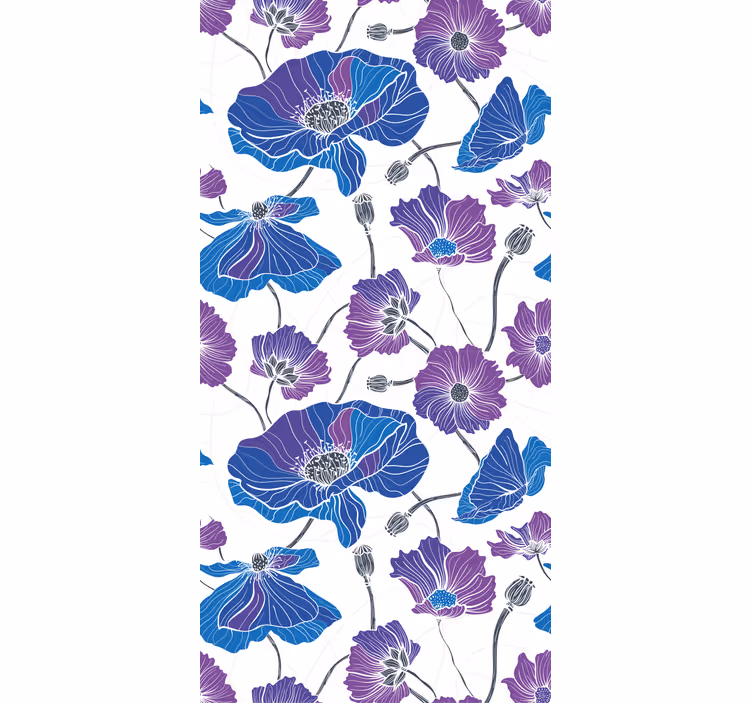 Tenda a rullo cucina fiori da giardino blu e viola - TenStickers