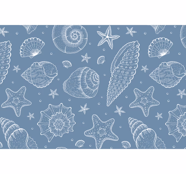 Tenda a rullo blu vita marina e conchiglie - TenStickers