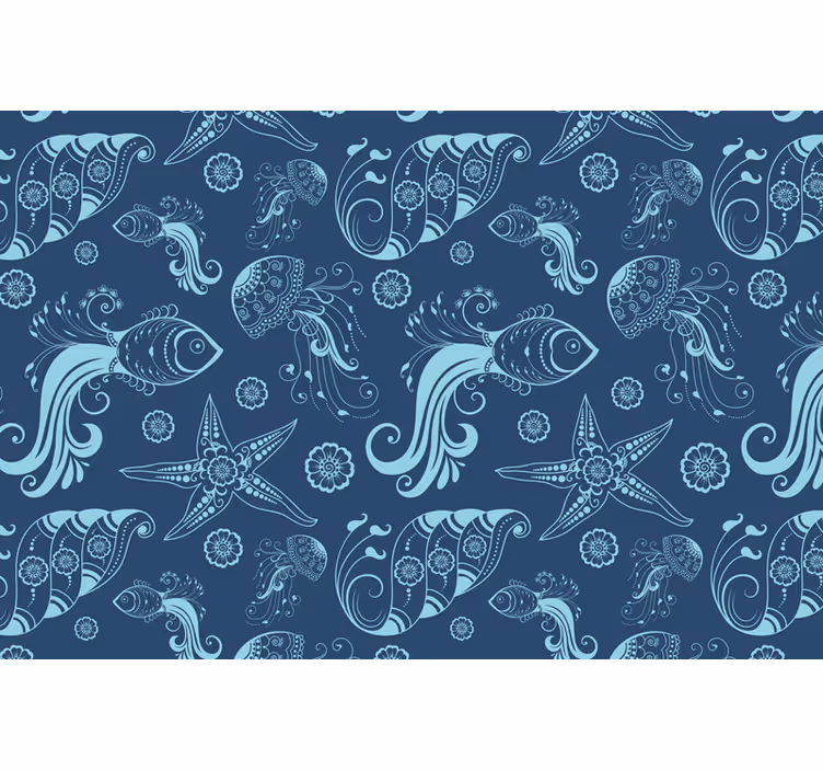 Tenda a rullo blu vita marina ornamentale - TenStickers