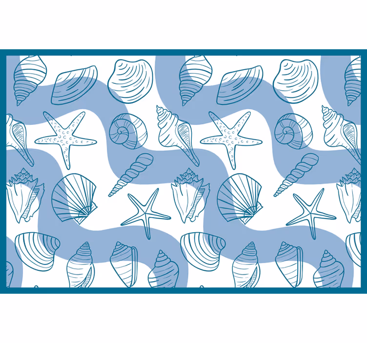 Tenda a rullo blu con motivi di conchiglie - TenStickers