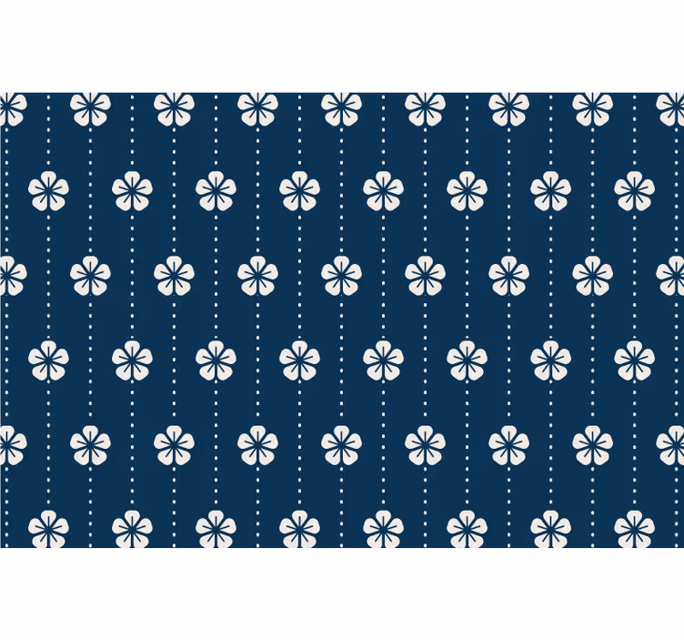 Tenda a rullo blu linee floreali blu - TenStickers