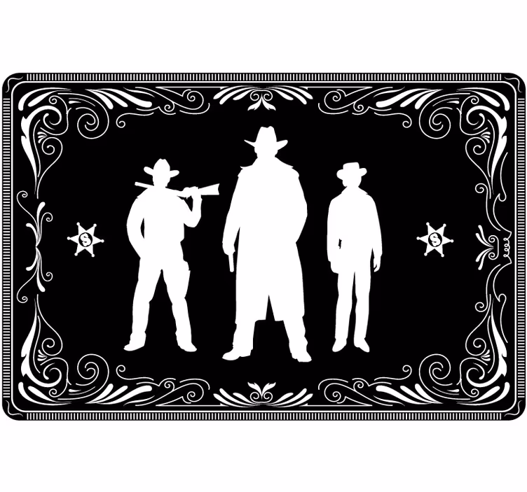 Tenda a rullo nera con motivo cowboy e cavalli - TenStickers