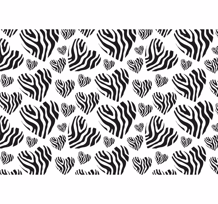 Tenda a rullo nera cuore a stampa zebra - TenStickers