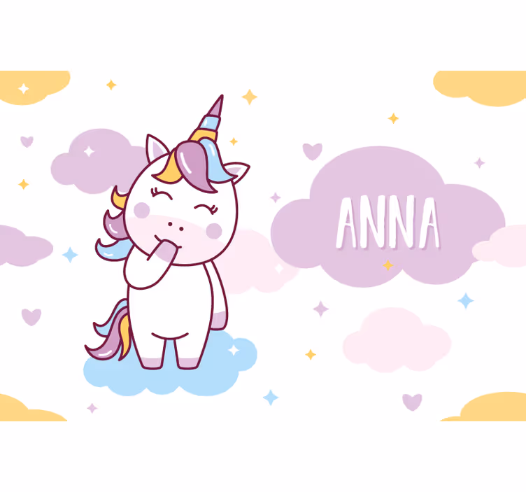 Tenda a rullo nera per bambini personalizzabile unicorno - TenStickers