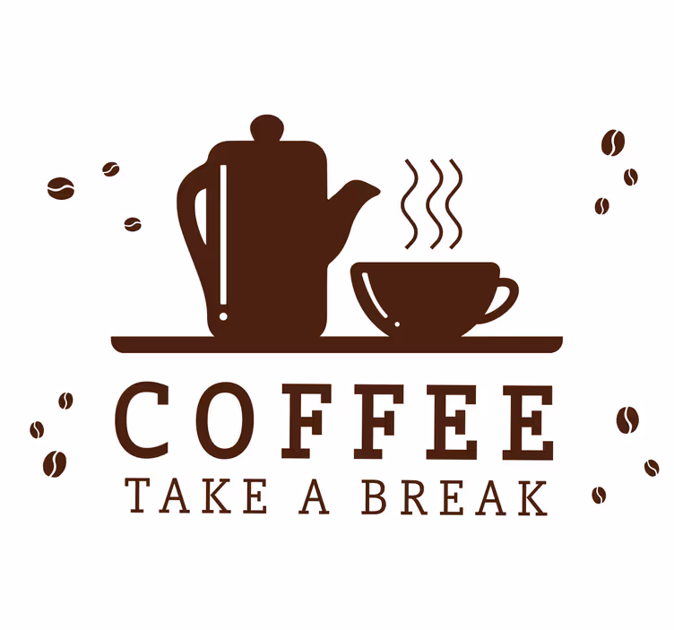 Tenda a rullo nera concetto caffè su sfondo bianco - TenStickers