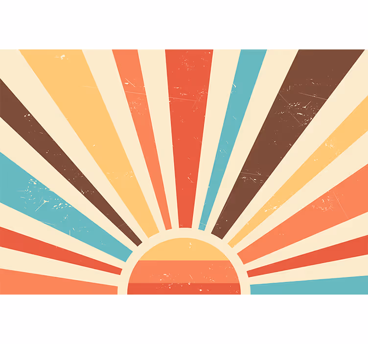 Tenda a rullo arancione tramonto vintage astratto - TenStickers