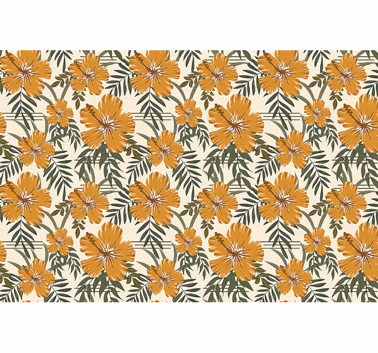 Tenda a rullo arancione fiori tropicali gialli - TenStickers