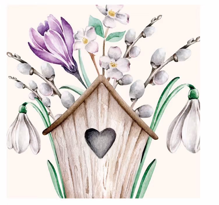 Tenda a rullo soggiorno design fiori eleganti di bucaneve - TenStickers