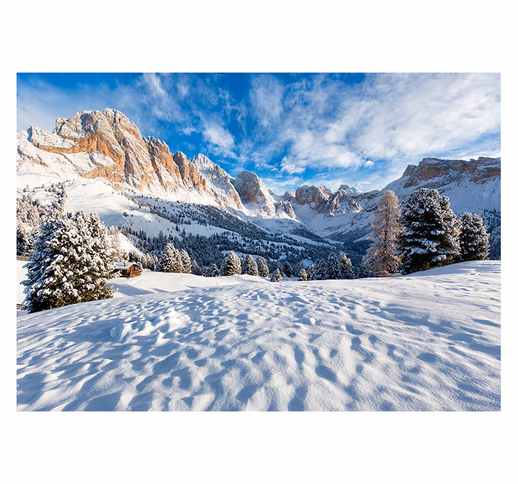 Tenda a rullo camera da letto paesaggio montano innevato - TenStickers