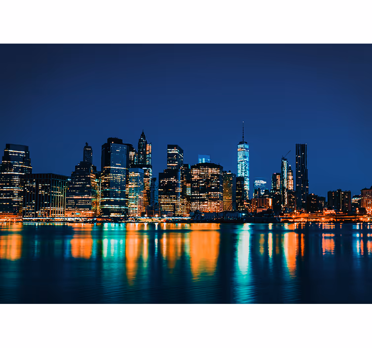 Tenda a rullo camera da letto skyline di new york di notte - TenStickers