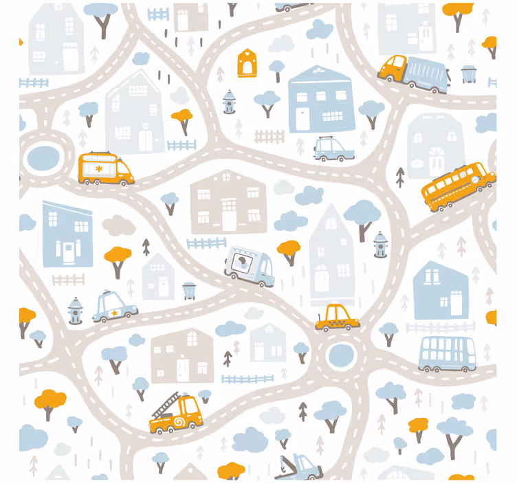 Tenda a rullo cameretta mappa dei doodle - TenStickers
