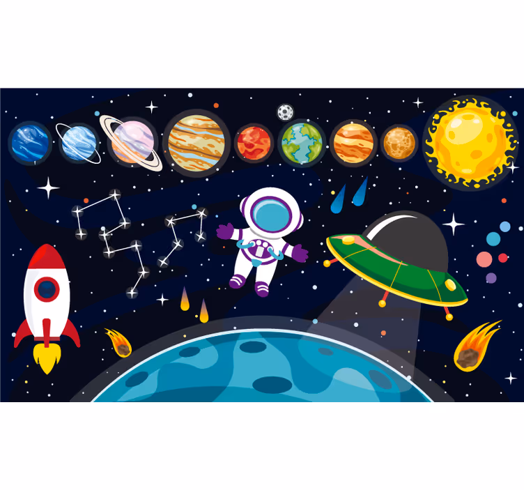 Tenda a rullo cameretta spazio colorato e divertente - TenStickers