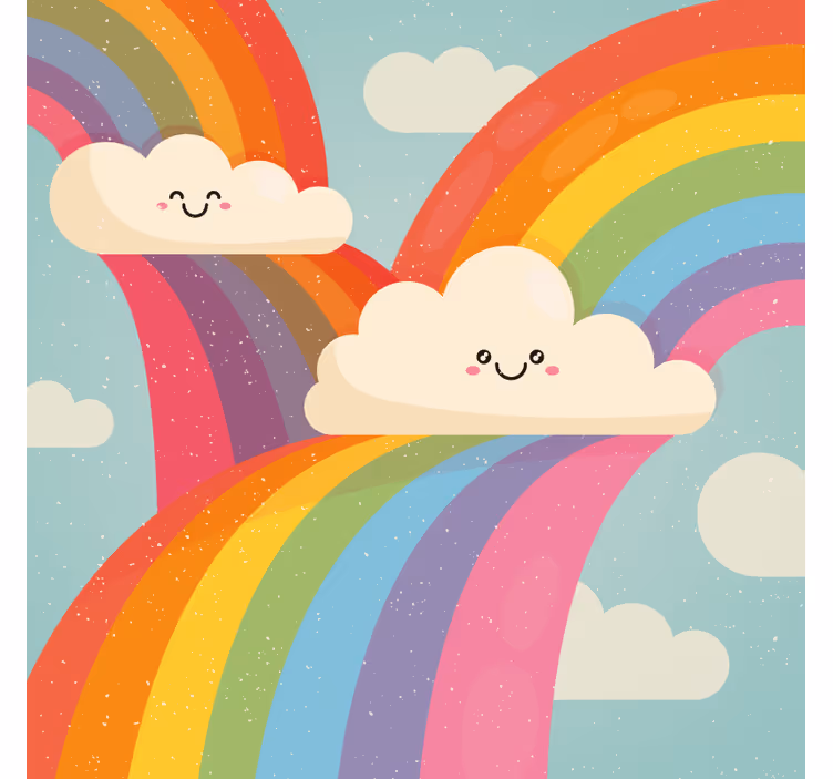 Tenda a rullo cameretta arcobaleno tra le nuvole - TenStickers