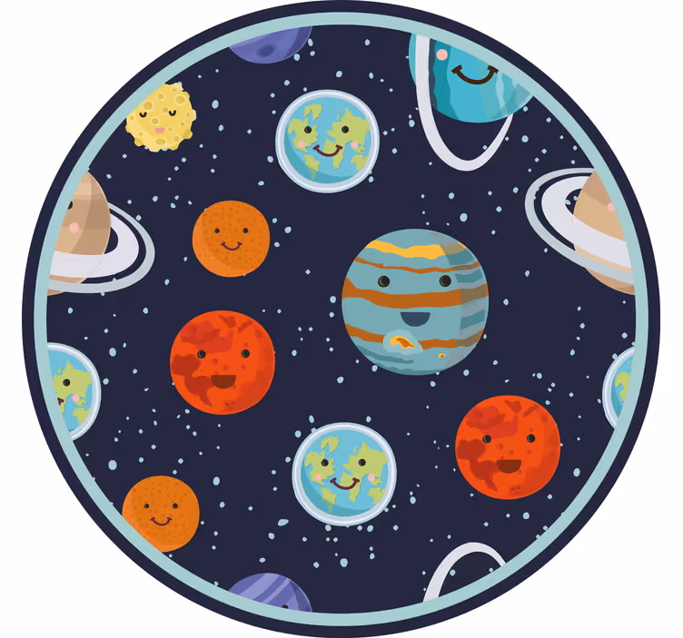 Tenda a rullo cameretta cerchio pianeti sorridenti - TenStickers