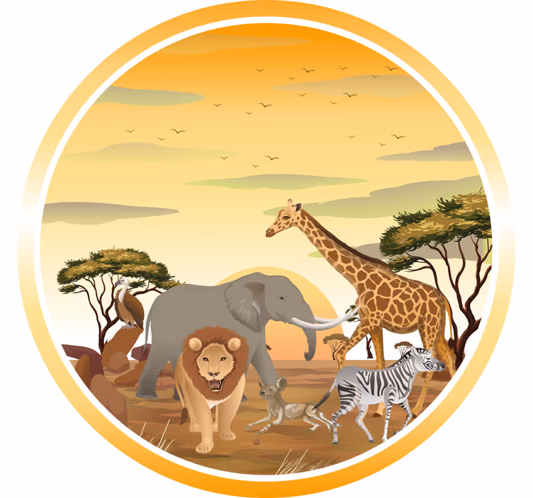 Tenda a rullo cameretta animali africani e piante - TenStickers