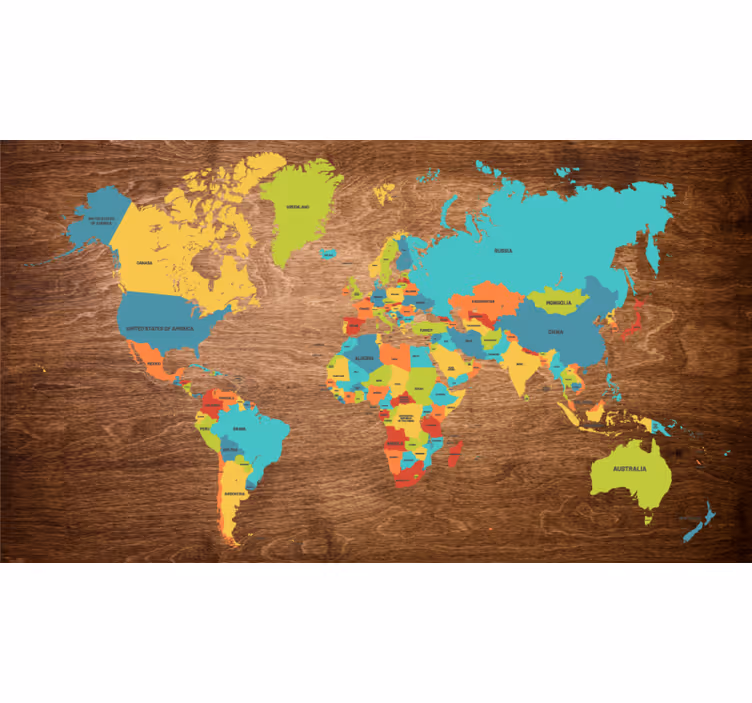 Tenda a rullo cameretta mappa del mondo in legno - TenStickers