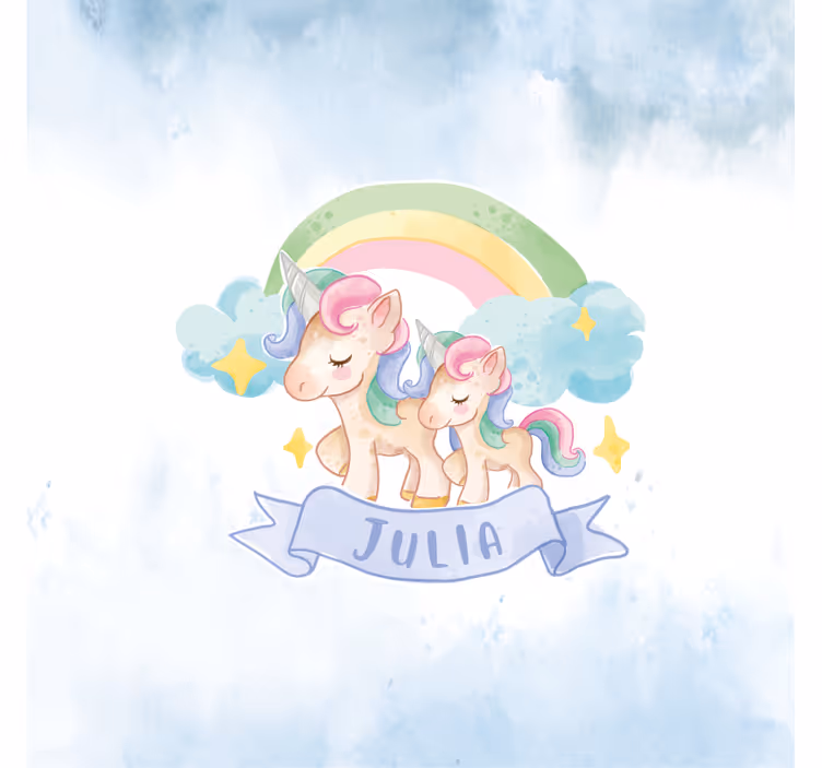 Tenda a rullo cameretta unicorni felici sull'arcobaleno - TenStickers