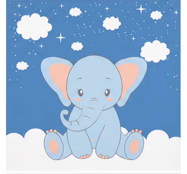 Tenda a rullo cameretta elefante blu cartone animato - TenStickers