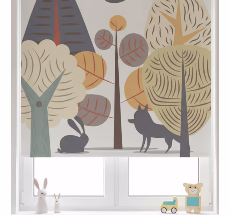Tenda a rullo cameretta bosco felice pastello - TenStickers