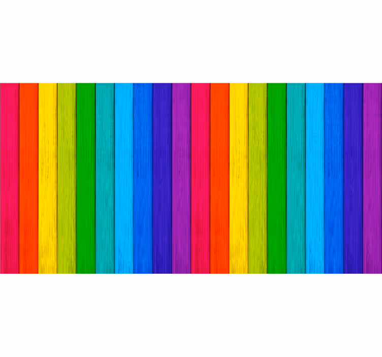 Tenda a rullo camera ragazzi sfondo legno arcobaleno - TenStickers
