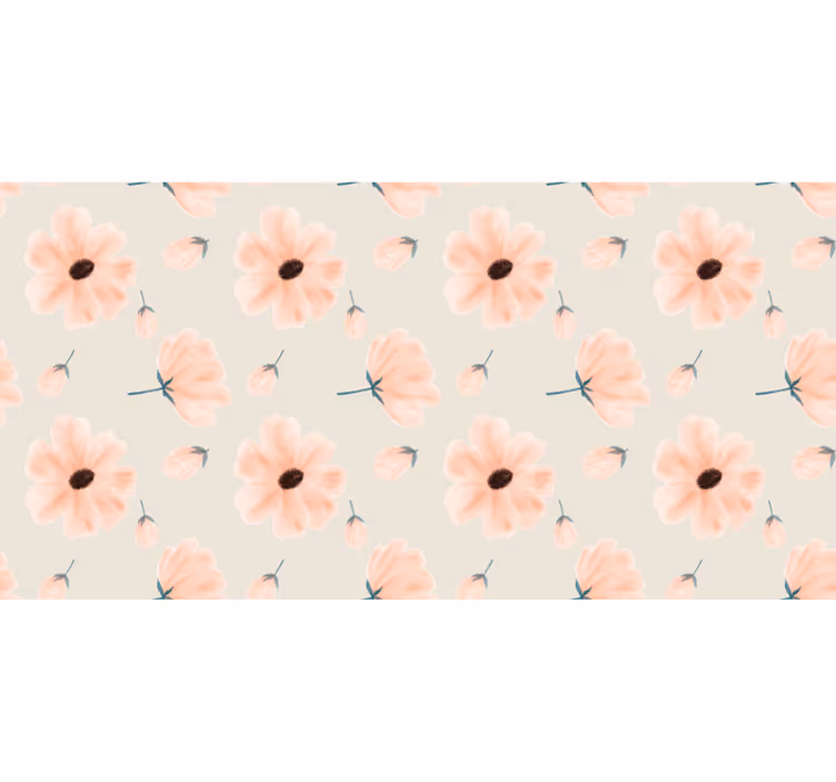 Tenda a rullo beige grande fiori acquerello su sfondo beige - TenStickers