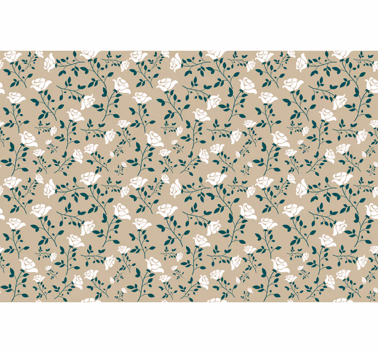 Tenda a rullo beige motivo rose vintage bianche - TenStickers