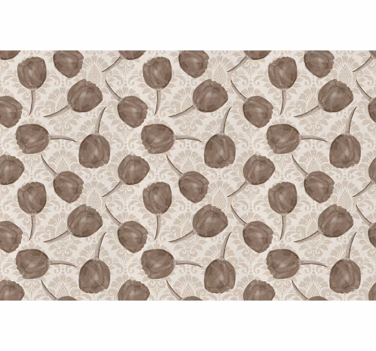 Tenda a rullo beige motivo tulipani grigi e acanto - TenStickers
