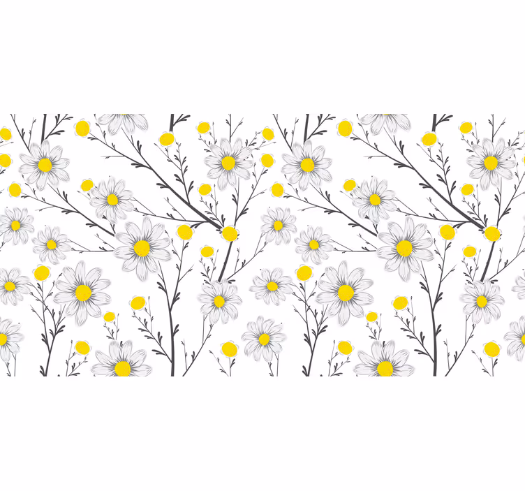 Tenda a rullo bianca fiore margherita classica - TenStickers