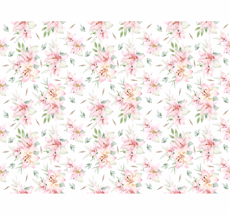Tenda a rullo bianca design floreale gigli acquerello rosa - TenStickers