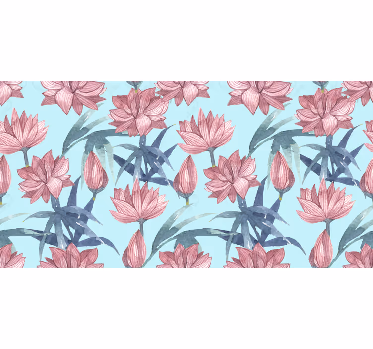 Tenda a rullo fiori blu acquerello - TenStickers